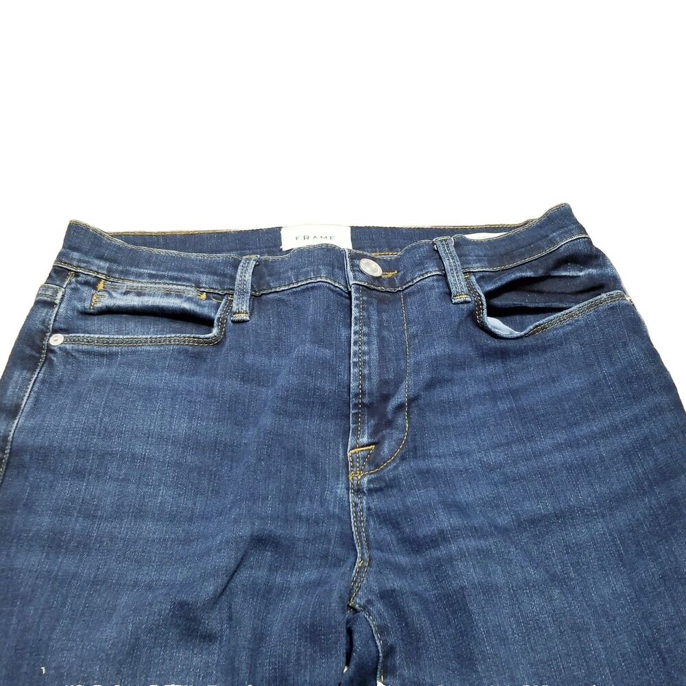 Frame Le High Flare Jeans Women's Size 29 Crop Raw Hem Stretch Denim (30x23) - Picture 2 of 7